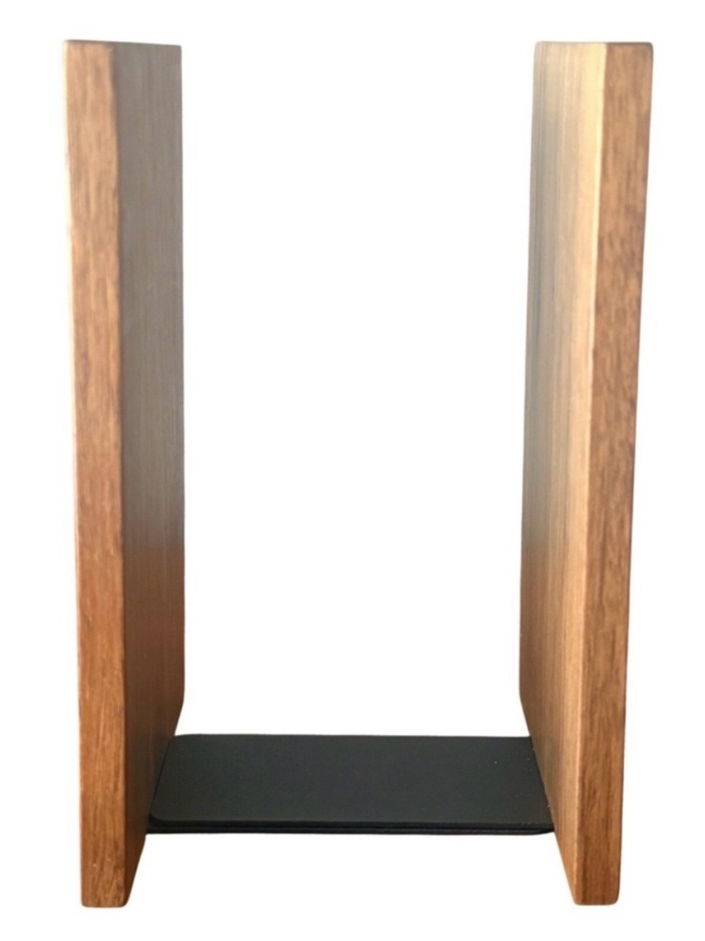 Wood Bookends Handmade Solid Walnut & Metal Book Shelf Minimalist MCM Set of 2